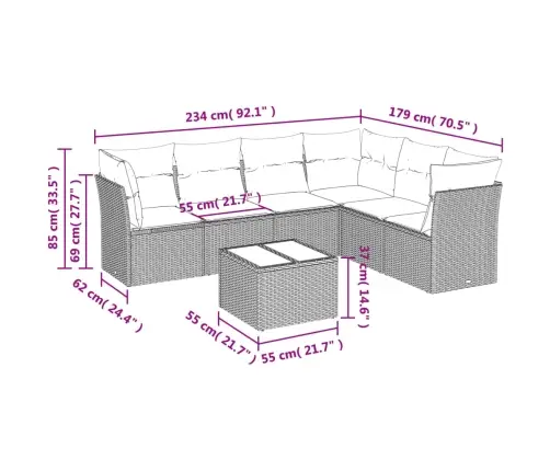 7-Osaline Aiadiivani Komplekt Patjadega, Must, Polürotang