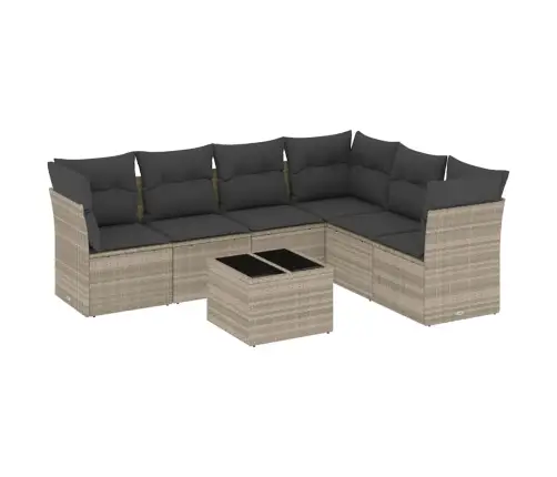 Sofos Komplektas Su Pagalvėlėmis, 7 Dalių, Pilkas, Poliratanas