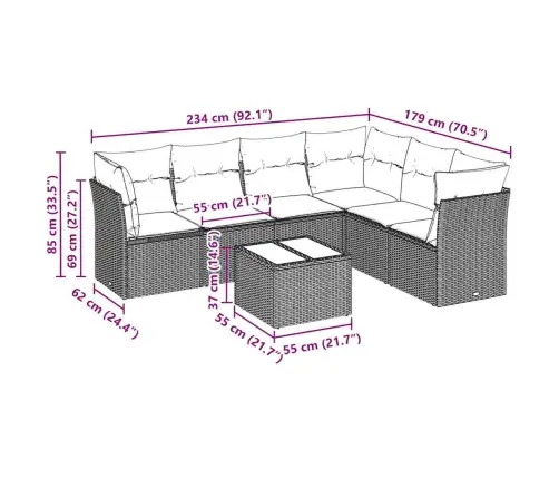 Sofos Komplektas Su Pagalvėlėmis, 7 Dalių, Pilkas, Poliratanas