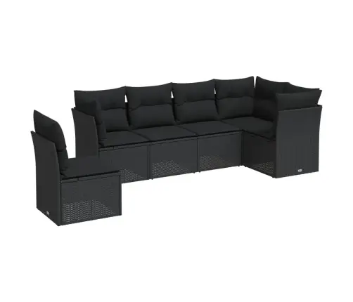 6-Daļīgs Dārza Dīvāna Komplekts, Matrači, Melna Pe Rotanpalma Vidaxl