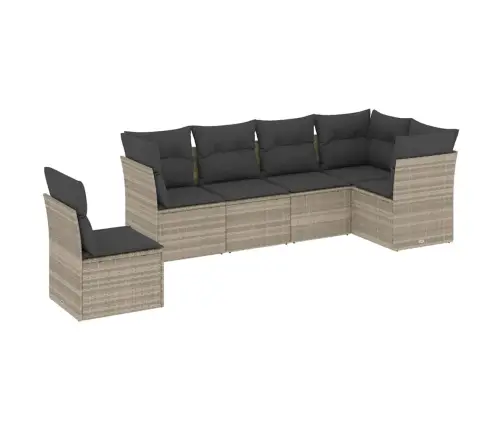 6-Daļīgs Dārza Dīvānu Komplekts,Matrači, Gaiši Pelēka Pe Pinums Vidaxl