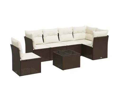 6-Daļīgs Dārza Dīvānu Komplekts, Matrači, Brūna Pe Rotangpalma Vidaxl