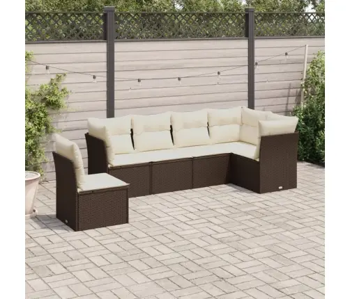 7-Daļīgs Dārza Dīvānu Komplekts, Matrači, Brūna Pe Rotangpalma Vidaxl