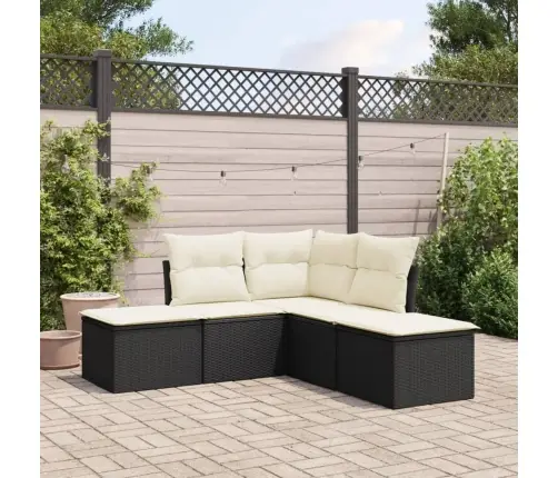 Sodo Komplektas Su Pagalvėlėmis, 5 Dalių, Juodas, Poliratanas