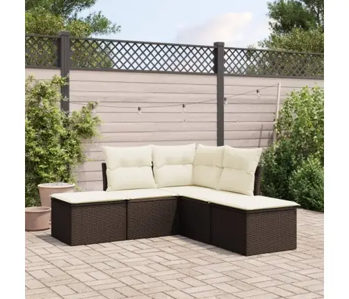 5-Daļīgs Dārza Dīvānu Komplekts, Matrači, Brūna Pe Rotangpalma Vidaxl