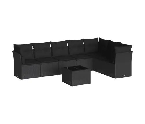 Sofos Komplektas Su Pagalvėlėmis, 8 Dalių, Juodas, Poliratanas