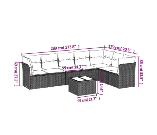 Sodo Komplektas Su Pagalvėlėmis, 8 Dalių, Rudas, Poliratanas