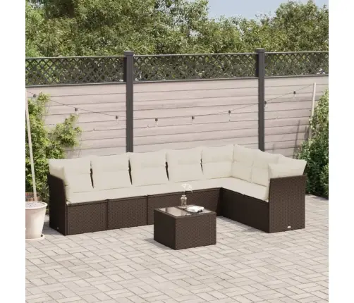 Sodo Komplektas Su Pagalvėlėmis, 8 Dalių, Rudas, Poliratanas