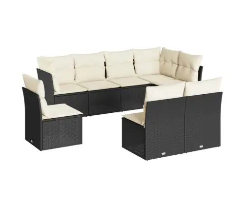 8-Daļīgs Dārza Dīvāna Komplekts, Matrači, Melna Pe Rotangpalma Vidaxl