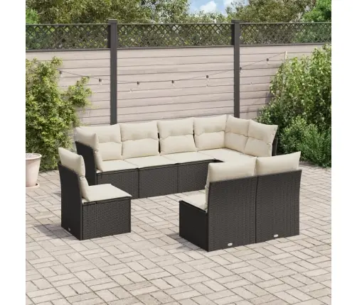 8-Daļīgs Dārza Dīvāna Komplekts, Matrači, Melna Pe Rotangpalma Vidaxl