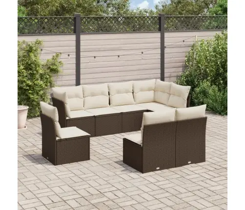 8-Daļīgs Dārza Dīvānu Komplekts, Matrači, Brūna Pe Rotangpalma Vidaxl