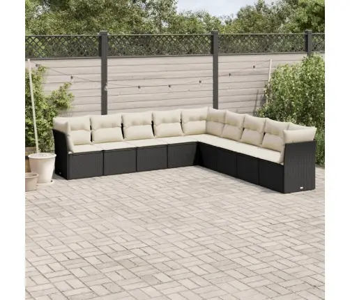 Sodo Komplektas Su Pagalvėlėmis, 9 Dalių, Juodas, Poliratanas