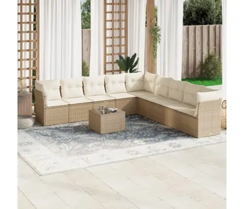 10-Osaline Aiadiivani Komplekt Patjadega, Beež, Polürotang