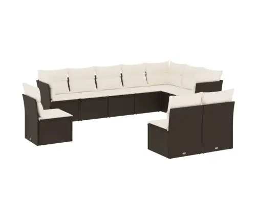 10-Daļīgs Dārza Dīvāna Komplekts, Matrači, Melna Pe Rotangpalma Vidaxl