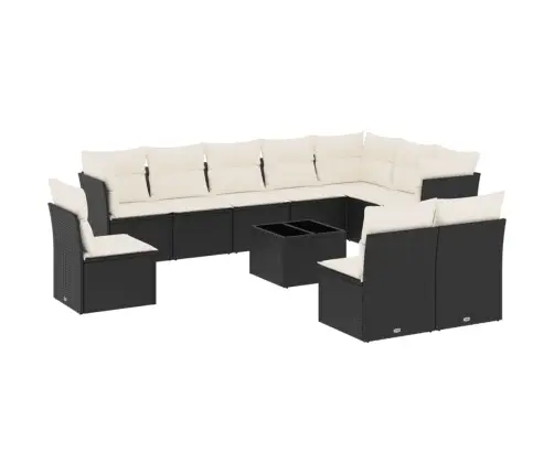 11-Daļīgs Dārza Dīvāna Komplekts, Matrači, Melna Pe Rotangpalma Vidaxl