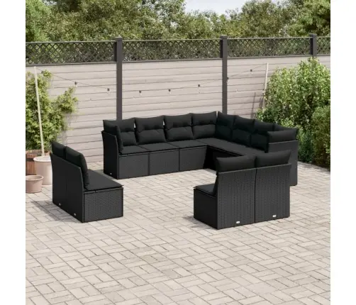 11-Osaline Aiadiivani Komplekt Patjadega, Must, Polürotang