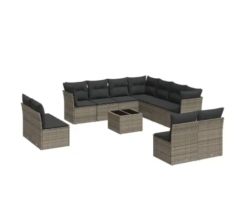 Sodo Komplektas Su Pagalvėlėmis, 12 Dalių, Pilkas, Poliratanas