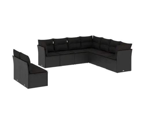 9-Daļīgs Dārza Dīvāna Komplekts, Matrači, Melna Pe Rotangpalma Vidaxl