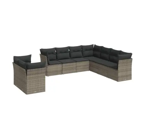 Sofos Komplektas Su Pagalvėlėmis, 9 Dalių, Pilkas, Poliratanas