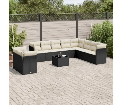 Sodo Komplektas Su Pagalvėlėmis, 11 Dalių, Juodas, Poliratanas