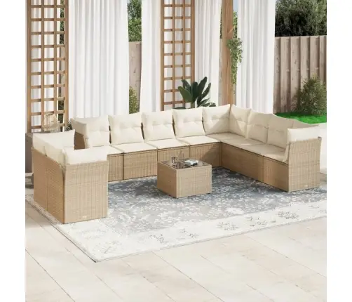 11-Osaline Aiadiivani Komplekt Patjadega, Beež, Polürotang