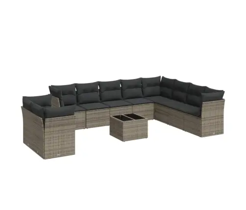 Sodo Komplektas Su Pagalvėlėmis, 11 Dalių, Pilkas, Poliratanas