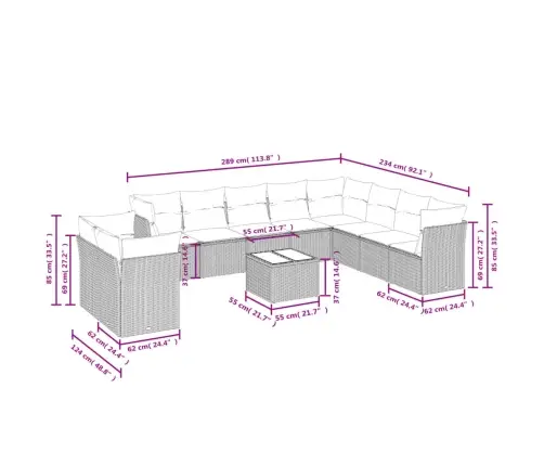Sodo Komplektas Su Pagalvėlėmis, 11 Dalių, Pilkas, Poliratanas