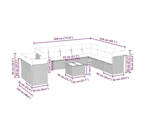 Sodo Komplektas Su Pagalvėlėmis, 11 Dalių, Pilkas, Poliratanas
