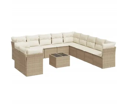 12-Daļīgs Dārza Dīvāna Komplekts, Matrači, Bēša Pe Rotangpalma Vidaxl