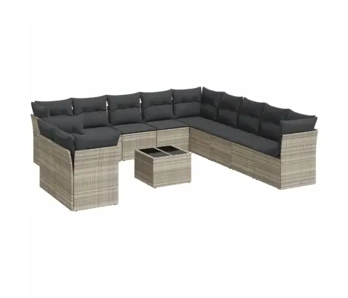 Sodo Komplektas Su Pagalvėlėmis, 12 Dalių, Pilkas, Poliratanas