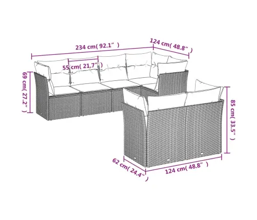 7-Osaline Aiadiivani Komplekt Patjadega, Hall, Polürotang