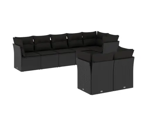 8-Daļīgs Dārza Dīvāna Komplekts, Matrači, Melna Pe Rotangpalma Vidaxl