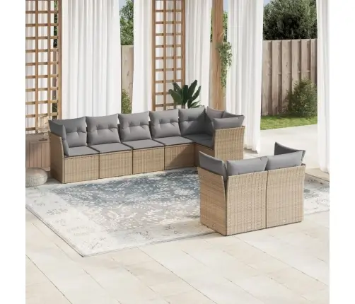 Sofos Komplektas Su Pagalvėlėmis, 8 Dalių, Smėlio, Poliratanas