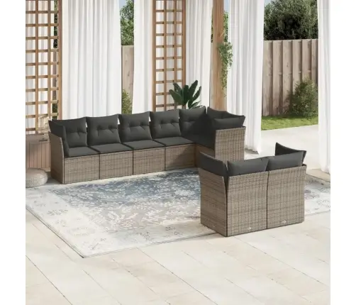 8-Daļīgs Dārza Dīvāna Komplekts Ar Matračiem, Pelēks Pe Pinums Vidaxl