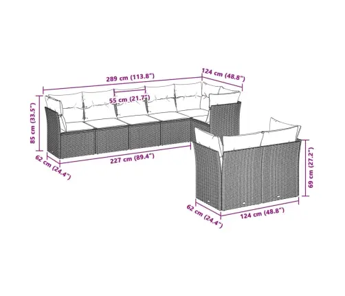 8-Daļīgs Dārza Dīvāna Komplekts,Matrači, Gaiši Pelēka Pe Pinums Vidaxl