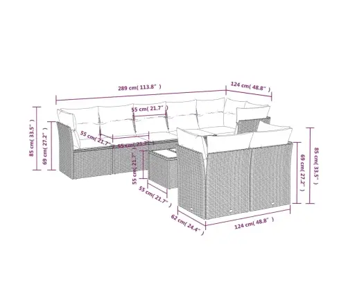 Sodo Komplektas Su Pagalvėlėmis, 9 Dalių, Smėlio, Poliratanas