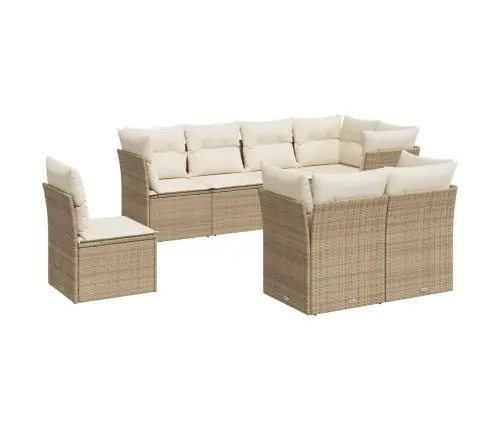 8-Daļīgs Dārza Dīvāna Komplekts, Matrači, Bēša Pe Rotangpalma Vidaxl 8-Daļīgs Dārza Dīvāna Komplekts, Matrači, Bēša Pe Rotangpalma Vidaxl