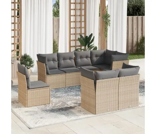 8-Osaline Aiadiivani Komplekt Patjadega, Beež, Polürotang