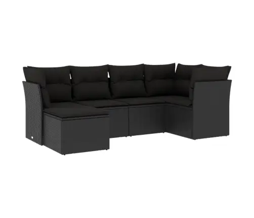 6-Daļīgs Dārza Dīvāna Komplekts, Matrači, Melna Pe Rotanpalma Vidaxl