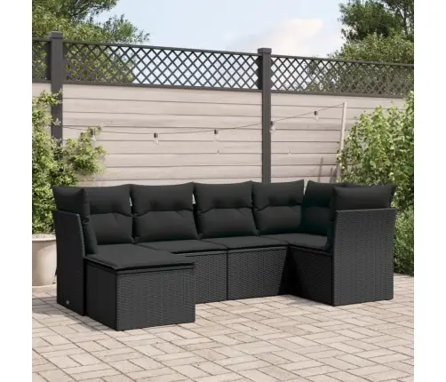 6-Daļīgs Dārza Dīvāna Komplekts, Matrači, Melna Pe Rotanpalma Vidaxl