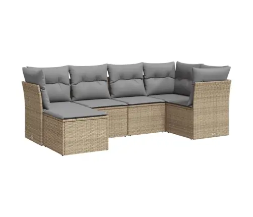 6-Daļīgs Dārza Dīvāna Komplekts, Matrači, Bēša Pe Rotangpalma Vidaxl