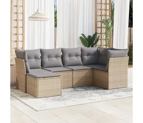 6-Daļīgs Dārza Dīvāna Komplekts, Matrači, Bēša Pe Rotangpalma Vidaxl