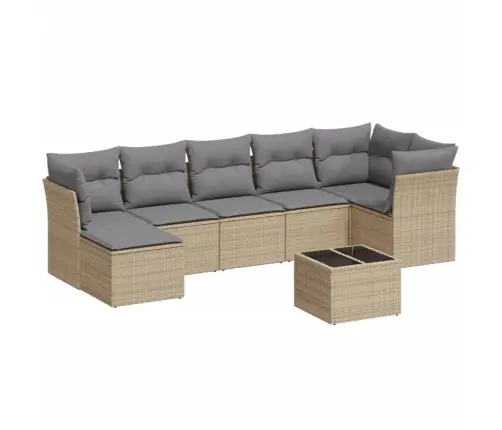 Sofos Komplektas Su Pagalvėlėmis, 8 Dalių, Smėlio, Poliratanas