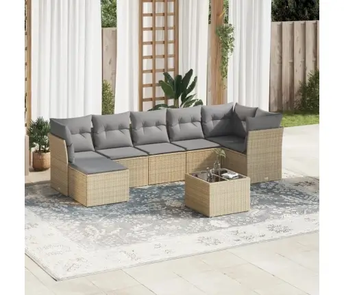 Sofos Komplektas Su Pagalvėlėmis, 8 Dalių, Smėlio, Poliratanas