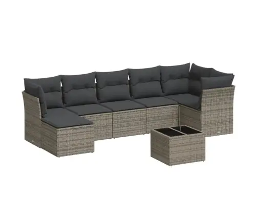 8-Daļīgs Dārza Dīvāna Komplekts Ar Matračiem, Pelēks Pe Pinums Vidaxl