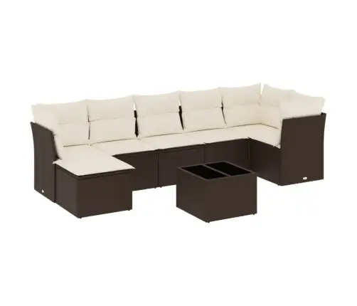 8-Daļīgs Dārza Dīvānu Komplekts, Matrači, Brūna Pe Rotangpalma Vidaxl