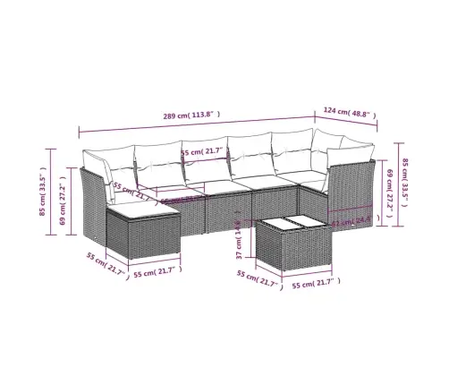 8-Daļīgs Dārza Dīvānu Komplekts, Matrači, Brūna Pe Rotangpalma Vidaxl