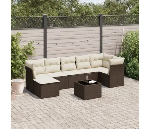 8-Daļīgs Dārza Dīvānu Komplekts, Matrači, Brūna Pe Rotangpalma Vidaxl