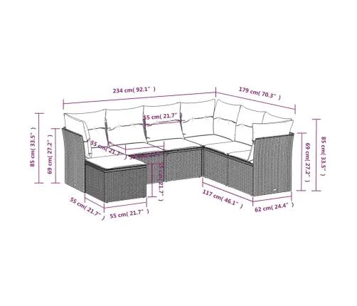 7-Osaline Aiadiivani Komplekt Patjadega, Must, Polürotang