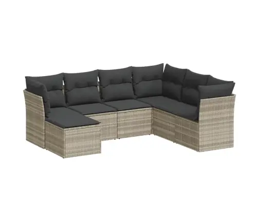 7-Osaline Aiamööblikomplekt Patjadega, Helehall, Polürotang